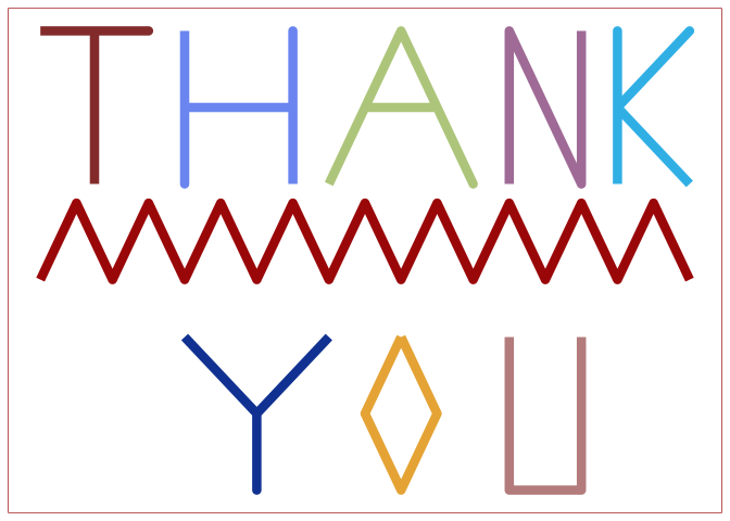 Thank you cards created with ggplot2.