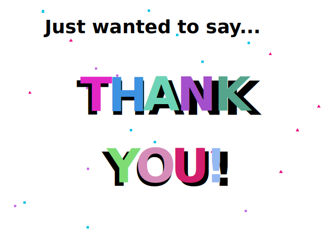 Thank you cards created with ggplot2.